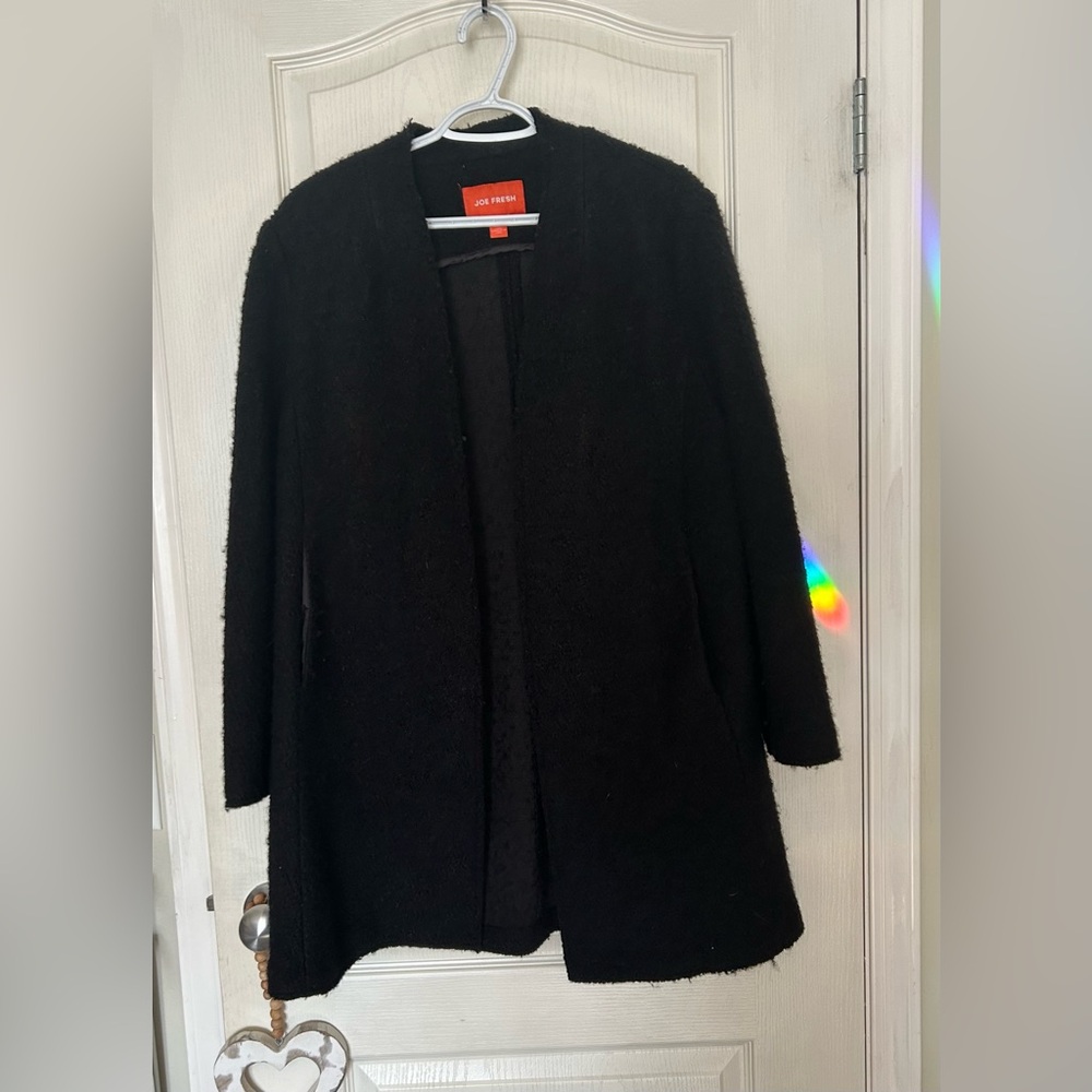 Joe Fresh Black Boucle Open Front Jacket/Coat